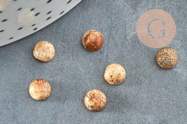 Cabochon rond jaspe paysagenaturel 6mm, x1 (G1926)