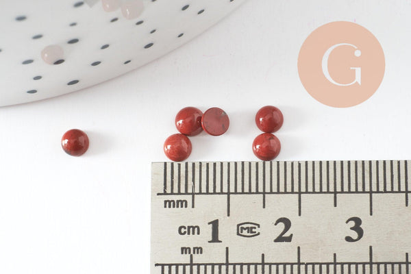Cabochon rond jaspe rouge naturel 4mm, x1 (G10036)