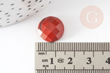 Cabochon rond jaspe rouge naturel à facettes 14.5mm, x1 (G1857)