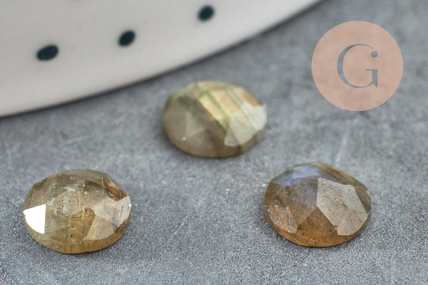 Cabochon rond labradorite naturelle à facettes 8mm, x1 (G5639)