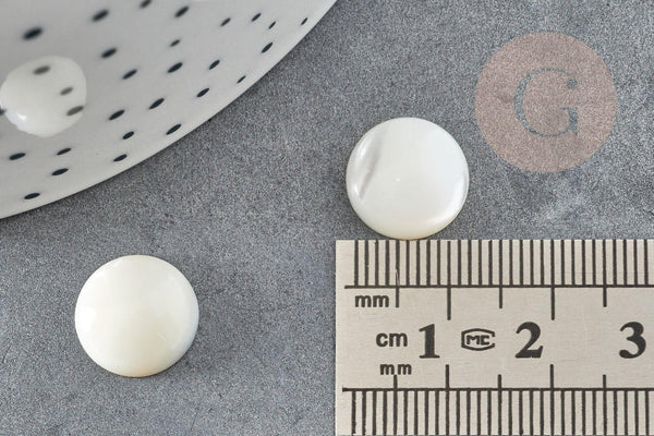 Cabochon rond nacre blanche naturelle,12mm, x1 (G1739)