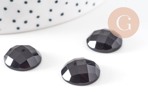 Cabochon rond obsidienne noire naturelle 16mm, x1 (G10815)