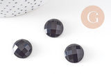 Cabochon rond obsidienne noire naturelle 16mm, x1 (G10815)