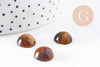 Cabochon rond œil de tigre naturel marron 12mm, x1 (G10067)
