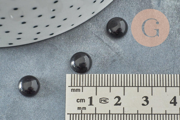 Cabochon rond onyx naturelle noire lisse 8mm, x1 G8666