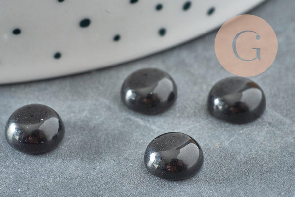 Cabochon rond onyx naturelle noire lisse 8mm, x1 G8666