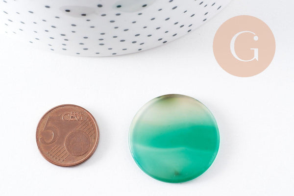 Cabochon rond onyx verte naturelle 30mm,c x1 (G10117)