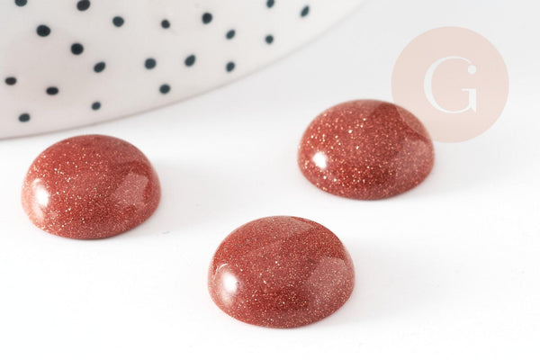 Cabochon rond pierre de soleil synthétique 16mm, x1 (G5840)