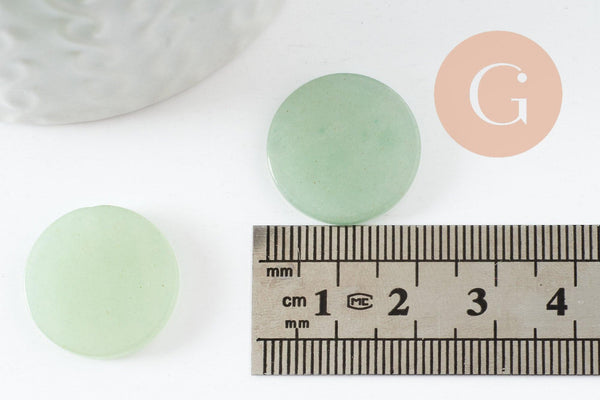 Cabochon rond plat aventurine verte naturelle 20mm, x1 (G9613)
