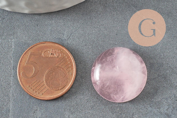 Cabochon rond quartz rose 20mm, x1 (G9612)