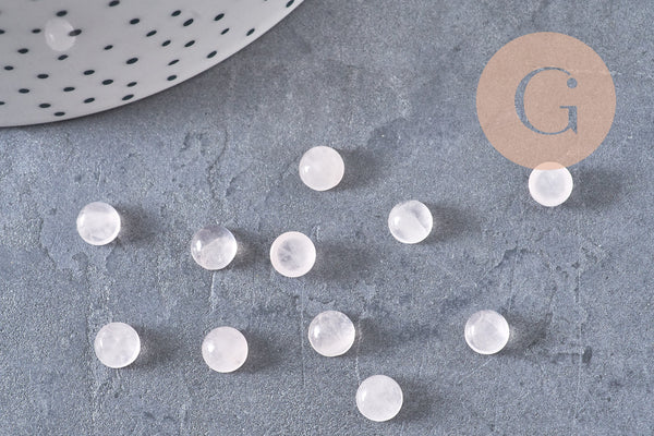 Cabochon rond quartz rose naturel 6mm, x1 (G4756)