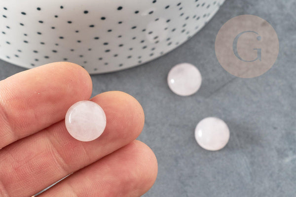 Cabochon rond quartz rose naturelle 12mm, x1 (G1777)