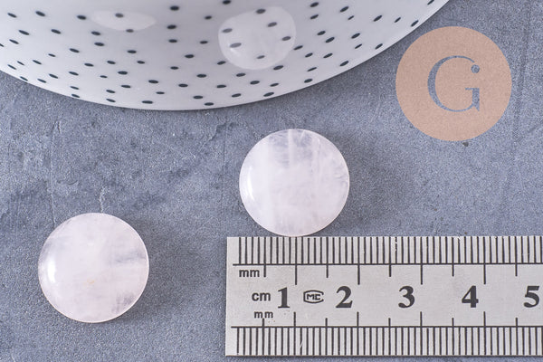 Cabochon rond quartz rose naturelle 18mm, x1 (G10721)