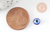 Cabochon rond résine bleue mauvais oeil 6mm , x20 (1.3g) (G0886)