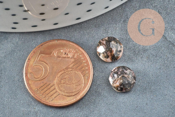 Cabochon rond rhodochrosite naturelle facettes 8mm, x1 (G5924)