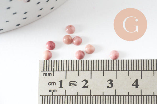Cabochon rond rhodonite naturelle 4mm, x1 (G10038)