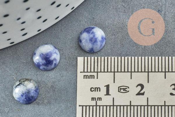 Cabochon rond sodalite naturelle bleue 8mm, x1 (G0423)