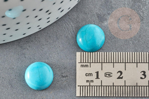 Cabochon rond turquoise naturelle 12.5mm, x1 (G1747)