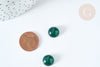 Cabochon rond verre lisse vert foncé 12mm, x1 (G8146)