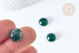 Cabochon rond verre lisse vert foncé 12mm, x1 (G8146)