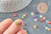 Cabochon rond verre millefiori multicolore 6mm, x5 (G9970)