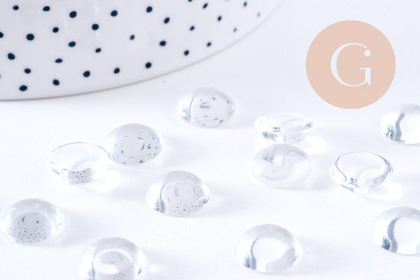 Cabochon rond verre transparent 11.5mm, x5 (G10690)