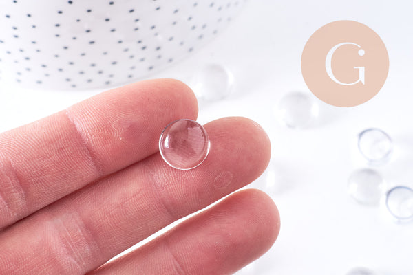 Cabochon rond verre transparent 11.5mm, x5 (G10690)