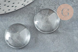 Cabochon rond verre transparent 22mm, x5 (G5372)