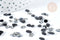 Cabochon strass plastique noir irisé ovale 6x4mm, x 5 grammes (G8339)