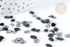 Cabochon strass plastique noir irisé ovale 6x4mm, x 5 grammes (G8339)