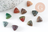 Cabochon triangle agate indienne naturelle 9,5-10mm, x1 (G7248)