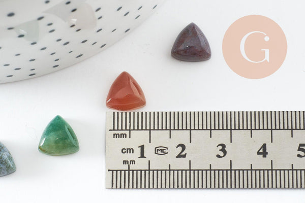 Cabochon triangle agate indienne naturelle 9,5-10mm, x1 (G7248)