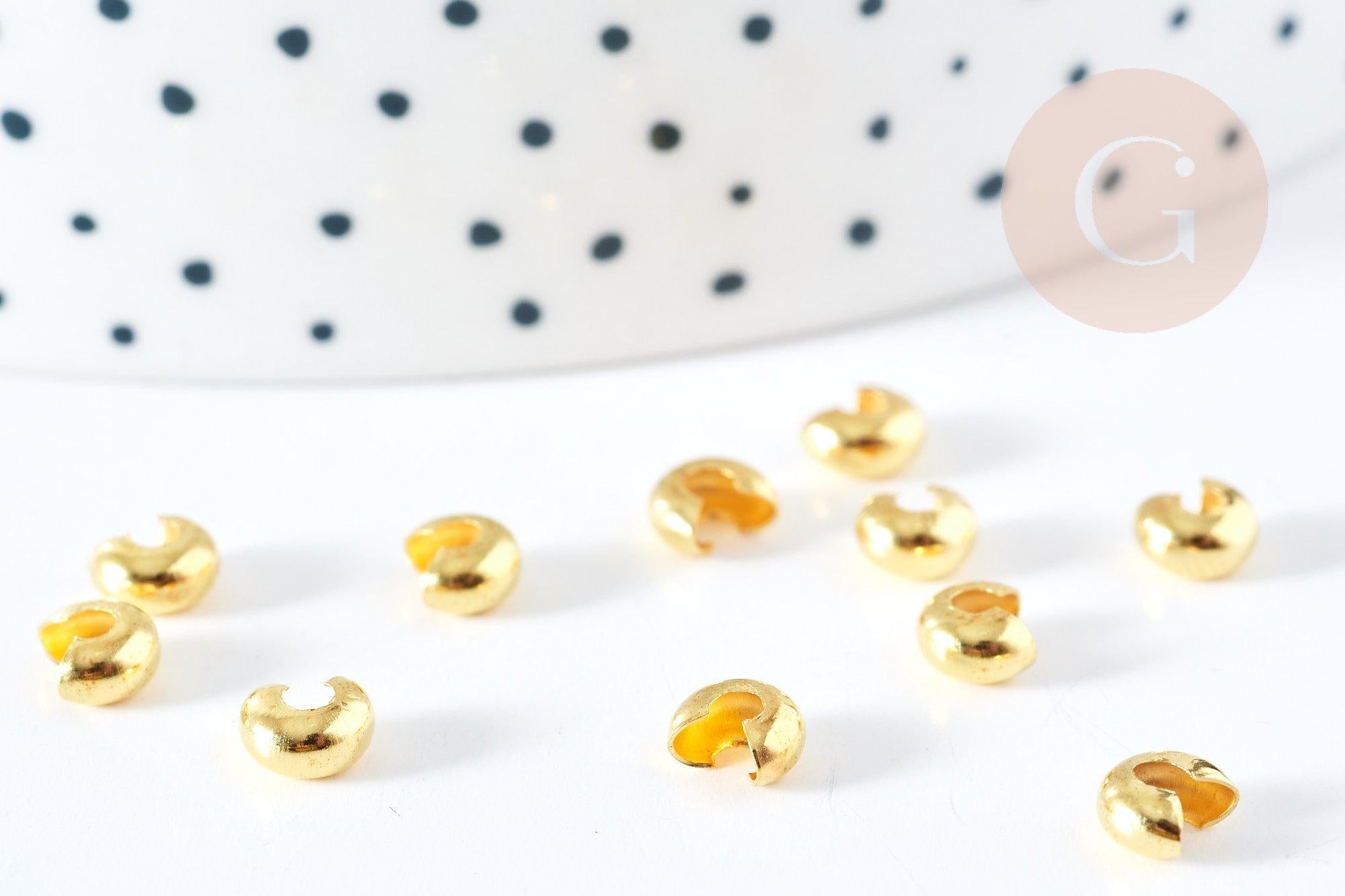 Cache perles à écraser en laiton doré lisse 4mm, x20(1.7 g) (G5982)