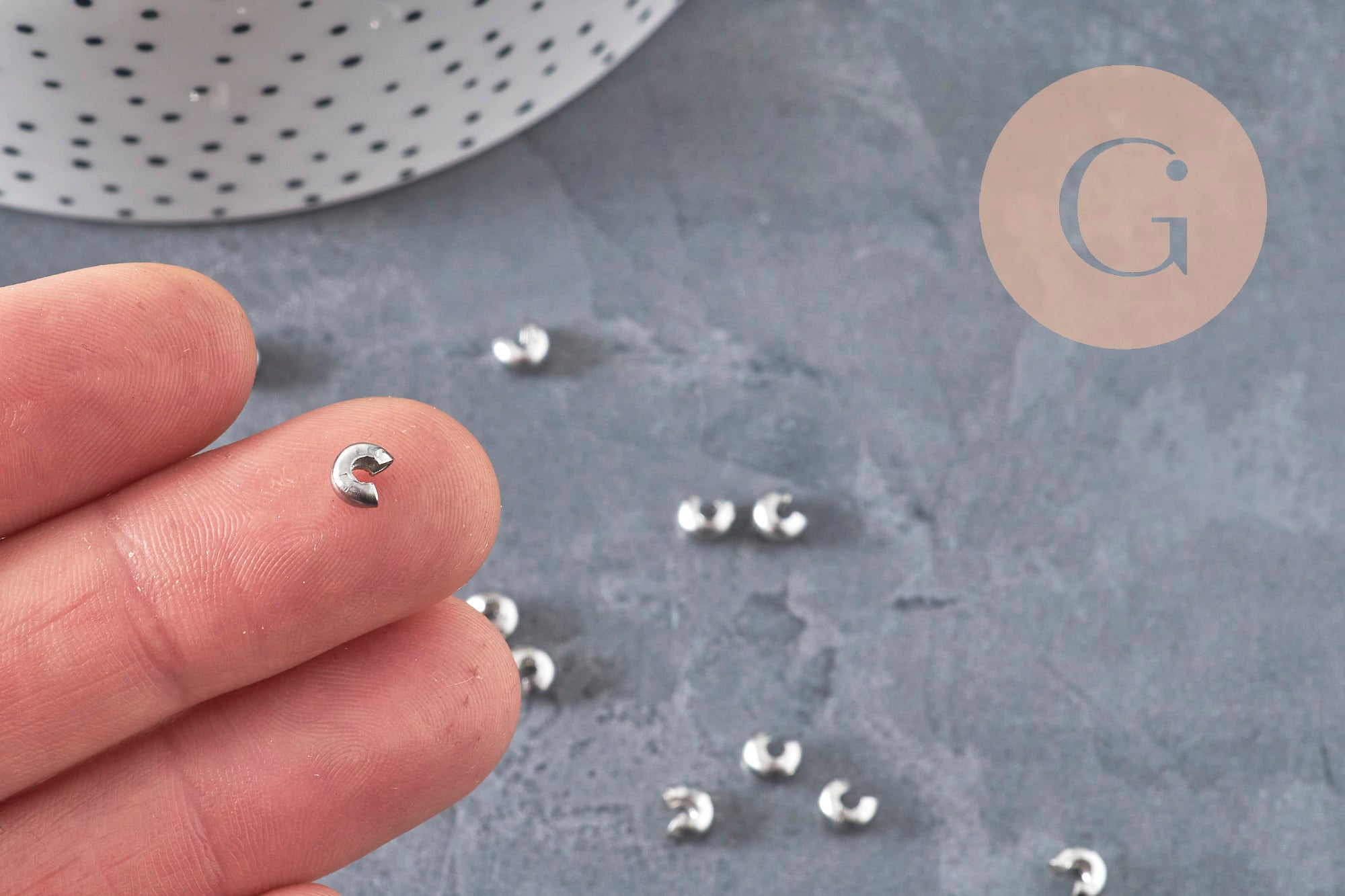 Crimp bead covers, 304 stainless steel, platinum, 5.5x4.5mm, x20 (G11178)