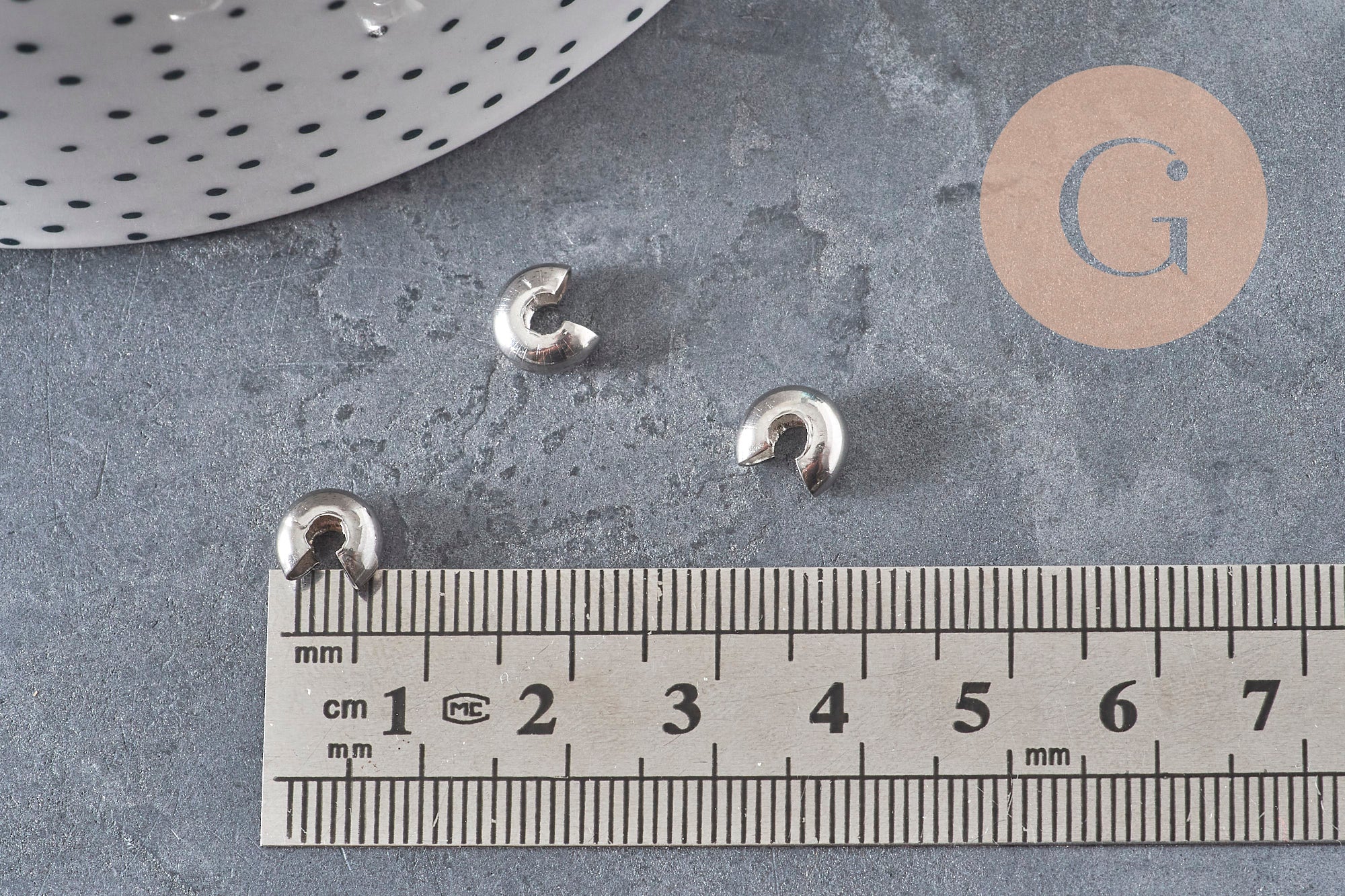 Crimp bead covers, 304 stainless steel, platinum, 8x7mm, x20 (G11177)
