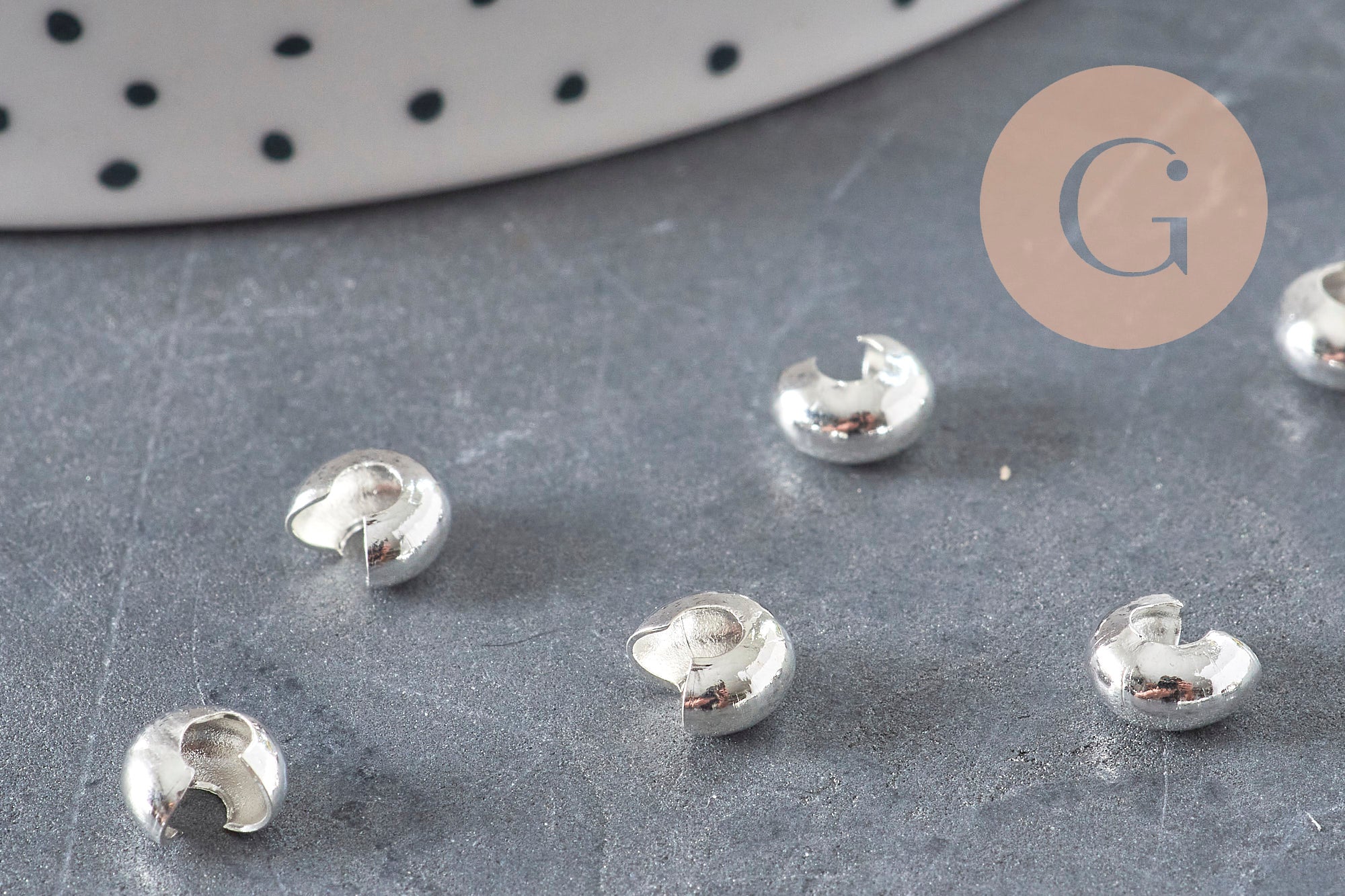 Smooth silver-plated brass crimp bead covers 4mm, x20 (G11179)