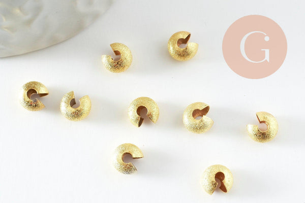 Caches perles à écraser en laiton texturé 7mm, x20 (G9602)