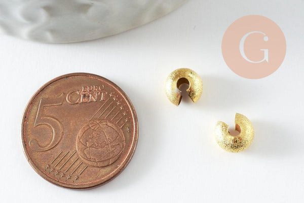 Caches perles à écraser en laiton texturé 7mm, x20 (G9602)