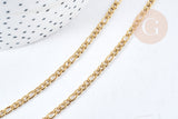 Collier Chaine Figaro complète avec fermoir acier 304 inoxydable doré IP 3mm,45.5cm, création collier acier inoxydable, x1 G8794