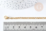 Collier Chaine Figaro complète avec fermoir acier 304 inoxydable doré IP 3mm,45.5cm, création collier acier inoxydable, x1 G8794