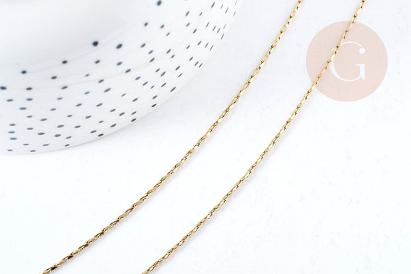 Chaine Serpentine complète avec fermoir acier 304 inoxydable doré 1mm,50cm, création collier acier inoxydable, x1 G8781