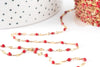 Chaine acier 304 dorée IP 14K fantaisie résine rouge 2mm, x1 mètre (G1566)