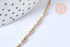 Chaine acier 304 inoxydable doré 14k fantaisie résine rose 2mm-45cm, x1 (G1810)