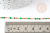 Chaine acier 304 inoxydable doré IP 14k résine verte 2mm, x1 mètre (G0941)