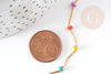 Chaine acier 304 inoxydable dorée 14k fantaisie résine multicolore pastel 0.5-1.mm, x1 mètre (G3037)