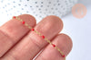Chaine acier dorée 14k fantaisie résine rouge, chaine fantaisie acier dore,chaine complète,2mm,45cm, x1 (G1361)