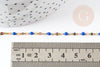 Chaine acier inoxydable 304 doré IP 14k fantaisie résine bleue 2mm, x1 mètre (G0942)