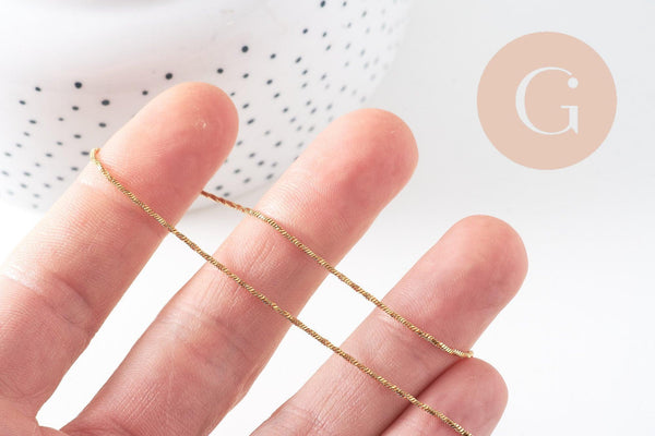 Chaine acier inoxydable doré 14k serpent 1mm-42.5cm, x1 (G1101)