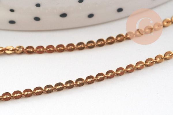 Chaine acier inoxydable doré IP 14 carats fantaisie, x1 mètre (G0148)