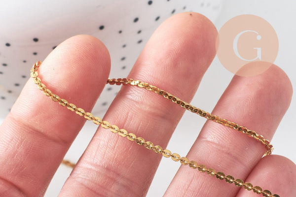 Chaine acier inoxydable doré IP 14 carats fantaisie, x1 mètre (G0148)